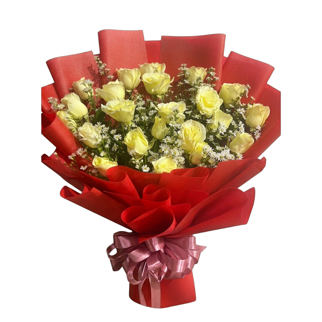 Royal Passion Yellow Roses in Red